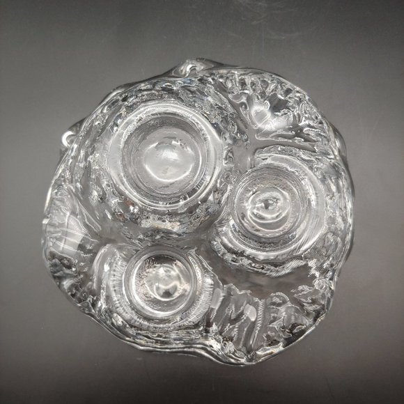 Sea Glasbruk Triple Votive Candle Holder - 8" Clear Glass Iceberg Kosta Sweden - Picture 5 of 6